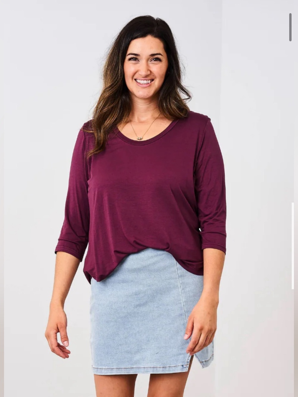 NEW In Plastic Latched Mama Easy Access Nursing 3/4 Sleeve Scoop Neck Top